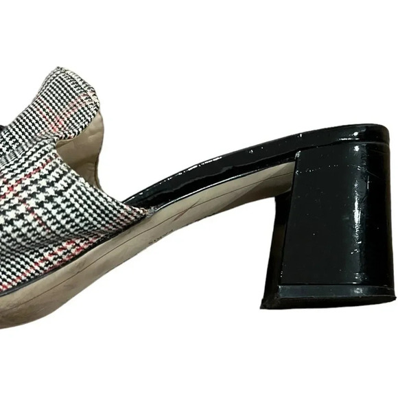 Karl Lagerfeld Gray Plaid Tassle Block Heel Hettie Mules 9 - Picture 10 of 11